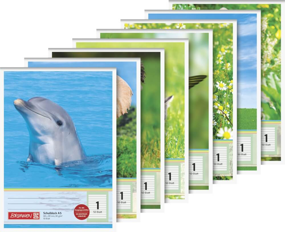[104188101] Brunnen Schulblock A5 1, 50 Blatt, liniert
