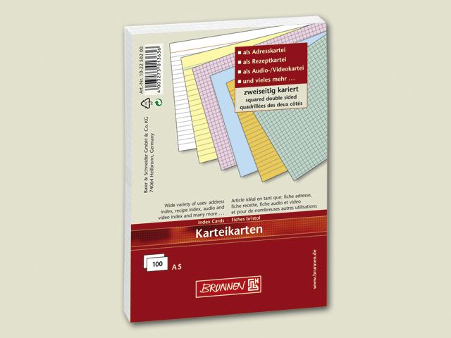 Karteikarten liniert w. 