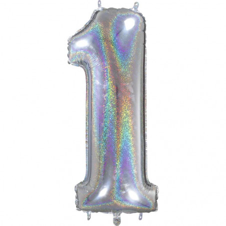 Folienballon Zahl 1 – Silber, 66 cm