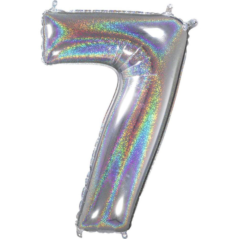 Folienballon Zahl 7 – Silber, 66 cm