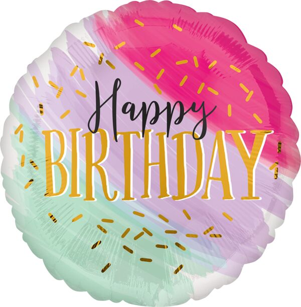 Folienballon Happy Birthday Water colour