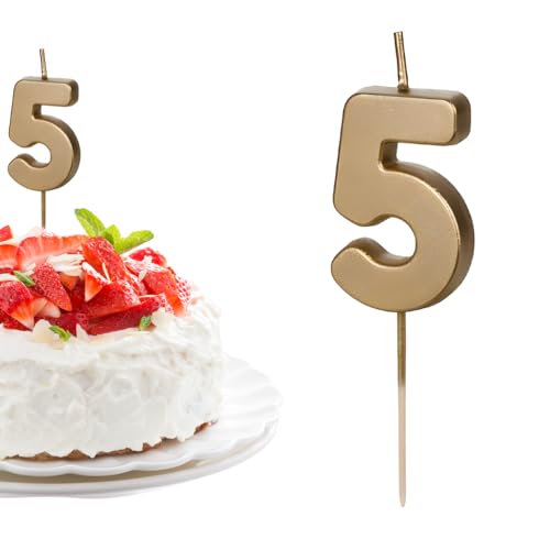 Kerze Zahl 5 Gold
