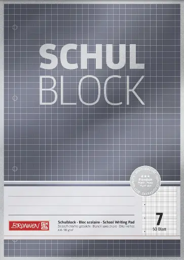 [1052607] Brunnen Schulblock A4 7, 50 Blatt, kariert, ohne Rand