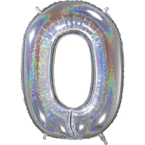 Folienballon Zahl 0 – Silber, 66 cm