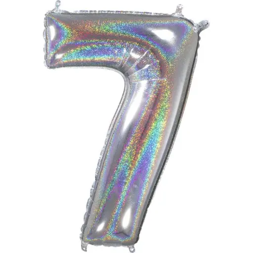Folienballon Zahl 7 – Silber, 66 cm